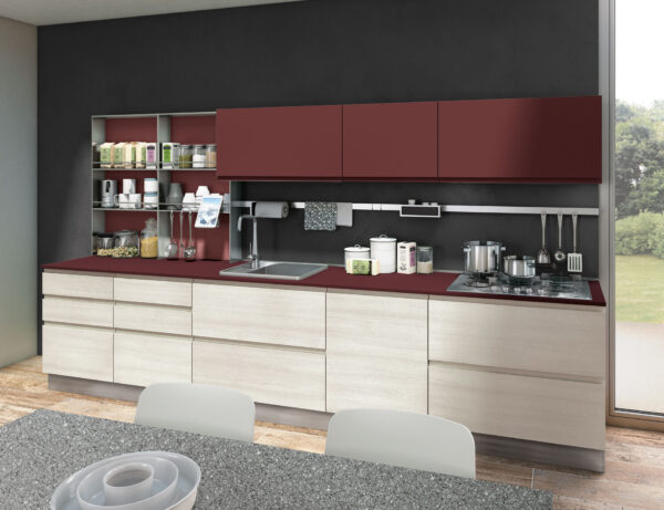 creo jeyFeel kitchens burgundy white cabinets1